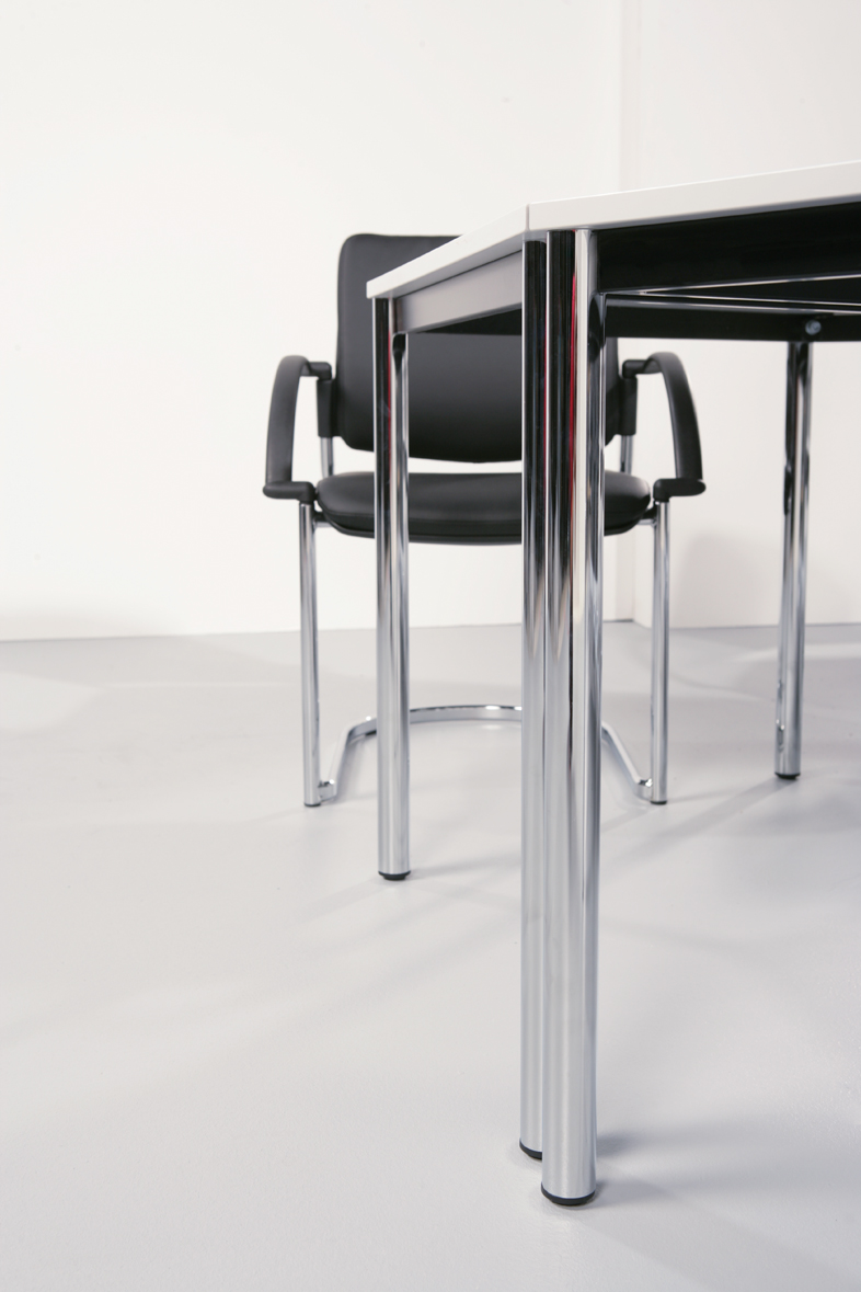 Besprechungstisch Rundfuß 160x80 Weiß/Schw.