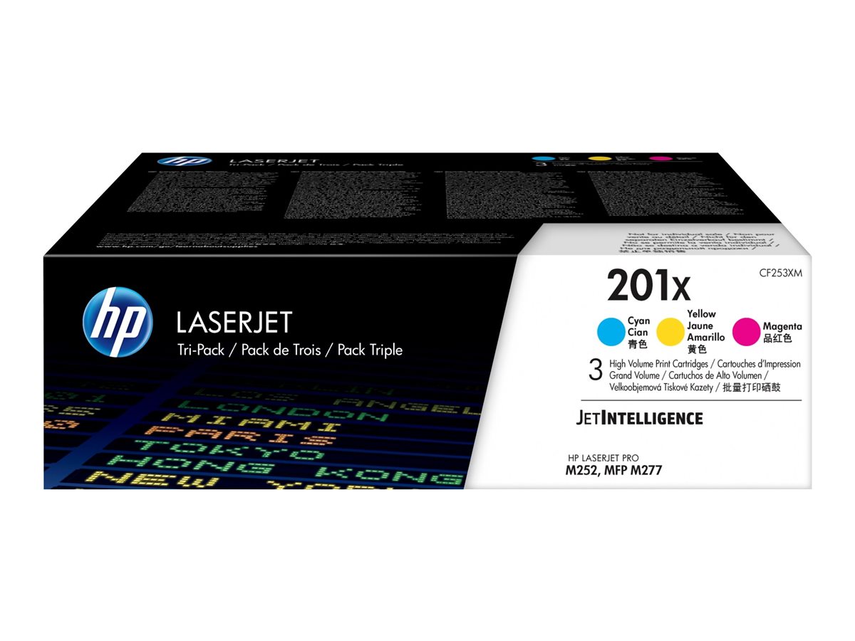 HP 201X - 3er-Pack - Hohe Ergiebigkeit - Gelb, Cyan, Magenta - original - LaserJet - Tonerpatrone (CF253XM)