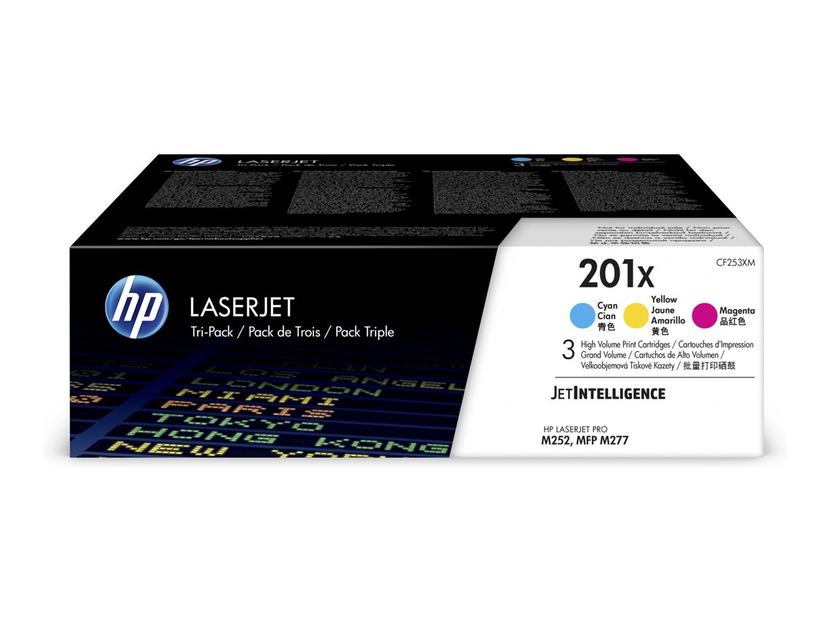 HP 201X - 3er-Pack - Hohe Ergiebigkeit - Gelb, Cyan, Magenta - original - LaserJet - Tonerpatrone (CF253XM)